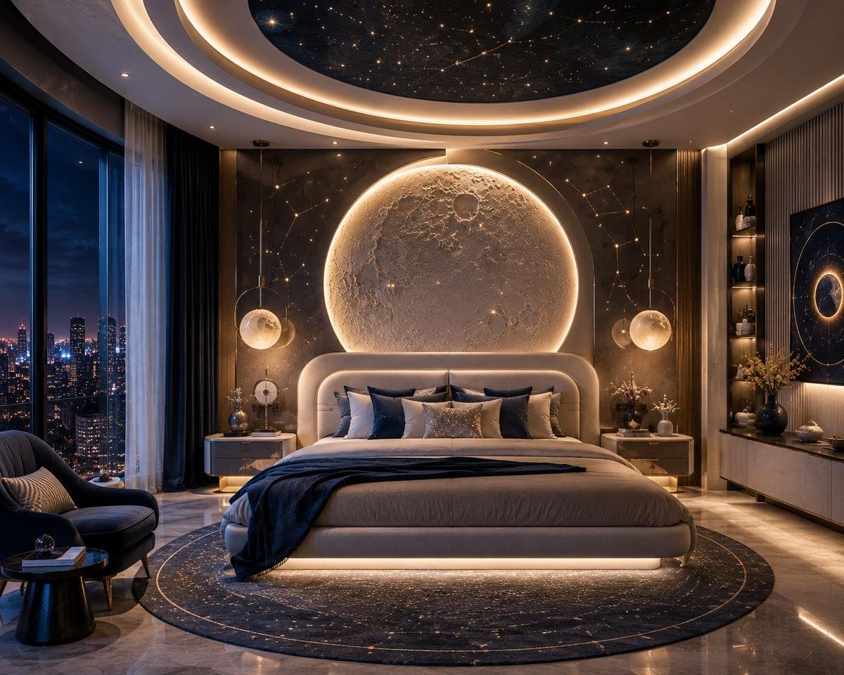 Celestial Haven bedroom theme by EssBee Interior