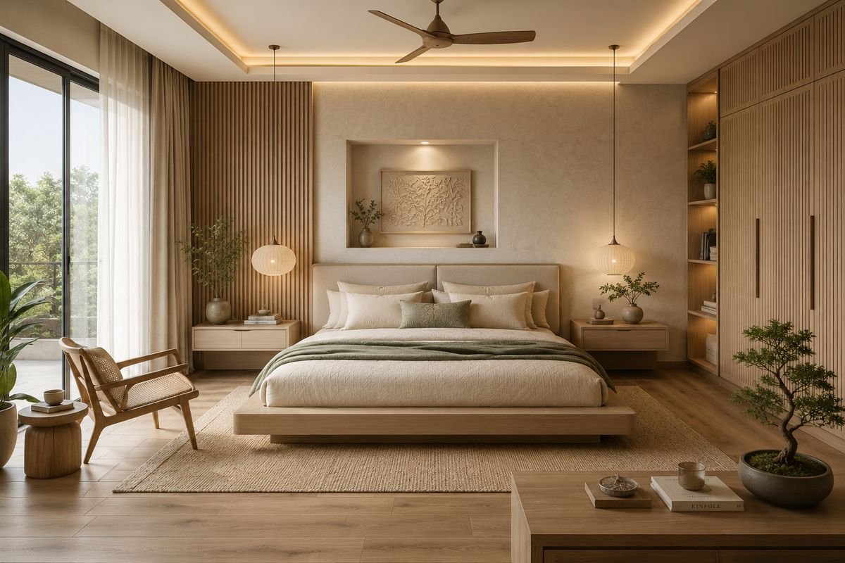 Sakura Serenity bedroom theme for a turnkey home by EssBee Interior